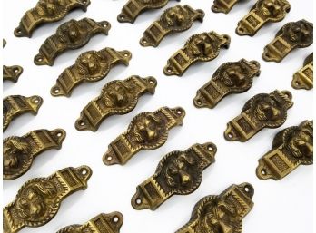 A Large Set Of Antique Bronze Canine Themed Cast Cabinet Pulls