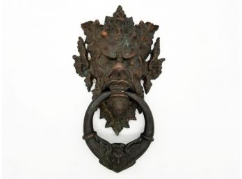 A Huge Antique Cast Bronze Gargoyle Head Door Pull Or Knocker 2 Of 2