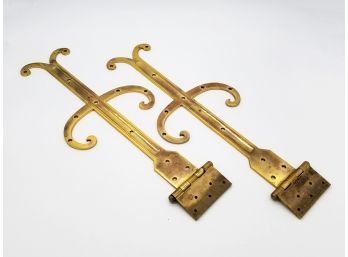 A Pair Of Monumental Brass Hinges