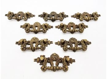 A Set Of 19th Century Griffin Motif Bronze Handles With Keyhole Cover Backplates