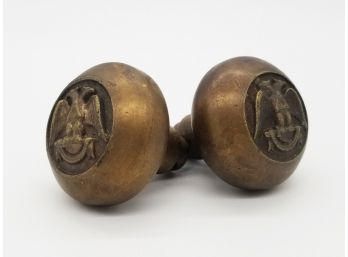 A Pair Of Antique Bronze Eagle Motif Doorknobs