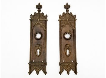 A Pair Of Gothic Style Antique Bronze Backplates