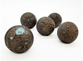 A Set Of 6 Antique Bronze Doorknobs