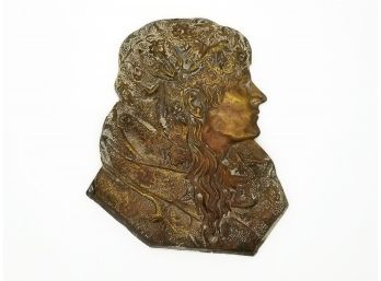 An Art Nouveau Cast Bronze Female Figural Wall Plaque