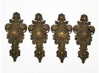 A Set Of 4 Large Antique Bronze Plaques