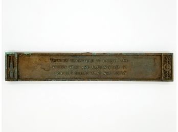A Vintage Bronze Wall Plaque With Famous Biblical Taxation Quote 'Render Thererfore To Caesar...etc'