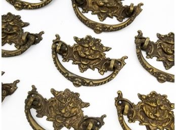 A Set Of 8 Antique Bronze 'Gargoyle' Handles