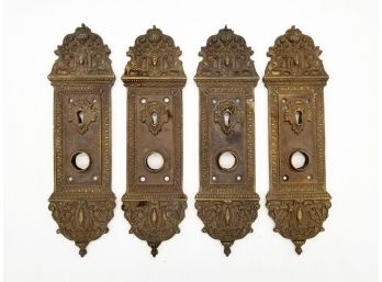 A Set Of 4 Intricately Cast Antique Bronze Backplates