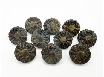 A Set Of 10 Vintage Bronze Medallion Form Tie-Backs