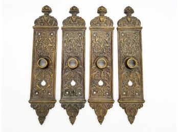 A Set Of 4 Antique Bronze Ornately Cast Backplates 2 Of 2