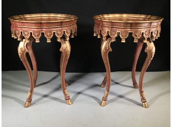 Stunning Pair Of Decorative Italian Tables From D & D Building - Fabulous Paint  - Paid $2,800 For Pair