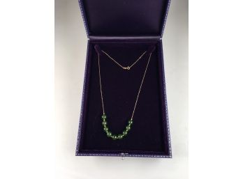 Very Pretty 14kt Yellow Gold Necklace With Jade - GREAT Looking Necklace - Very Nice 18' Long