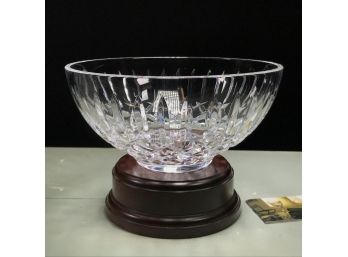 Fabulous Large WATERFORD Crystal Fruit Bowl On Wooden Stand - Mint Condition - PERFECT !