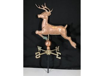 Beautiful Vintage Copper Running Deer Weathervane With Directional - Great Piece !