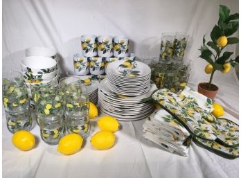 Fabulous Brand New - ROYAL NORFOLK  Lemon China - Complete Service For 12 - 99 Pieces Total - $1500 Retail