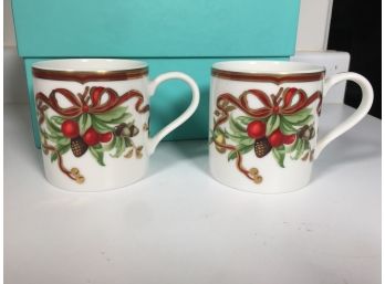 Two Fabulous TIFFANY & Co. Tiffany Holiday Mugs - Both Perfect Condition - Made In England