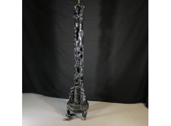 Incredible Antique Chinese ? Asian ? HUGE - ALL CARVED Floor Lamp - OVER 6 FEET TALL - All Hand Carved
