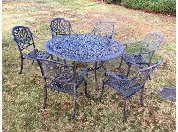 Fabulous Large Cast Metal 60 Inch Round Table & Six Armchairs - Paid $3,900 From Greenwich Garden Shop