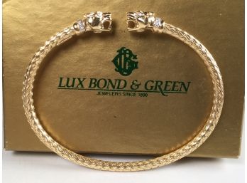 Beautiful LUX, BOND & GREEN Sterling Silver With 18kt Overlay Panther Cable Bracelet - Made In Italy With Box