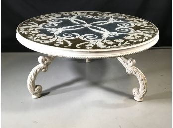 Vintage French Cocktail Table With Mirrored Top - Paint Decorated And Carved Legs - Paid $2,600  At Dovecote