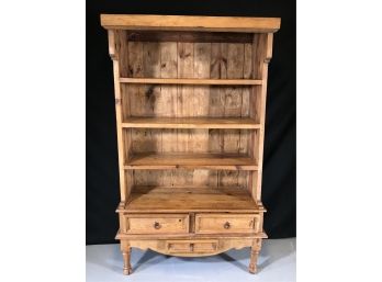 Wonderful Large Rustic Pine Bookcase - POTTERY BARN - Pine With Iron Hardware -