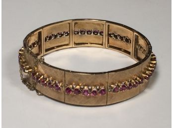 PHENOMENAL Antique Bracelet - Solid 18kt Yellow Gold With Rubies - Absolutely Beautiful Vintage Piece