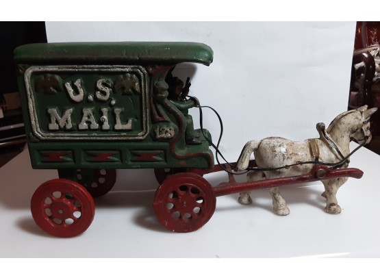 Vintage Cast Iron Us Mail Truck Horse And Carriage