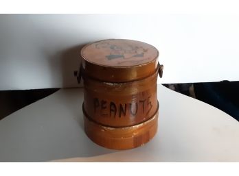 Vintage Peanut Canister Made Of Wood