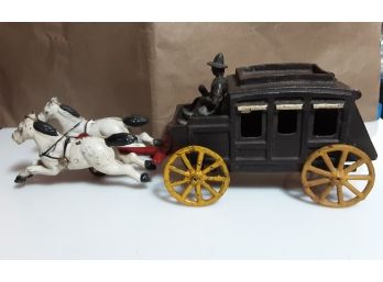 Cast Iron Stagecoach With Horses And Driver