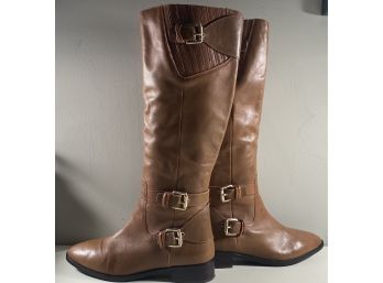 Leather Zip-Up Boots, Size 8