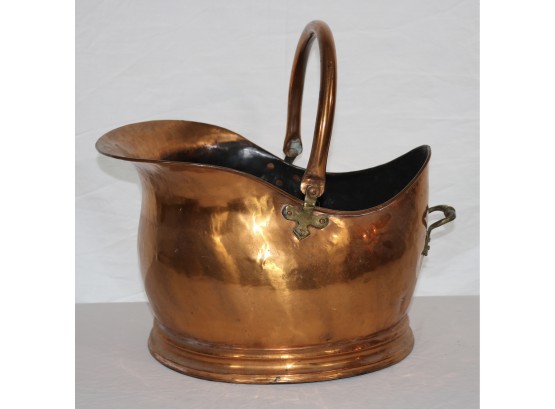 Antique Copper Scuttle Pot