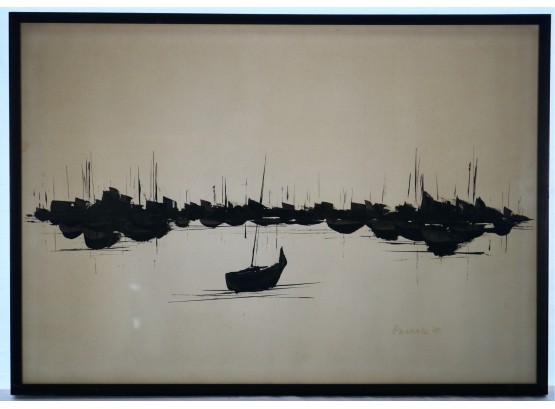 Ink On Paper Of Sailboats
