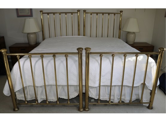 Pair Antique Twin Size Brass Beds