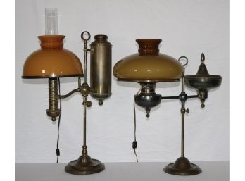 Two Electrified Antique Argand Lamps