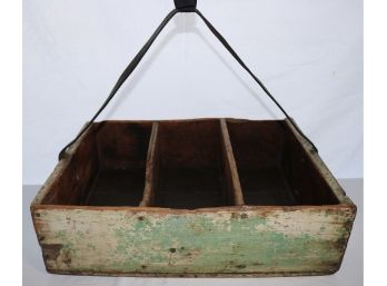 Primitive Painted Crate With Leather Strap
