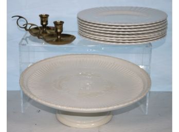 Lenox Cake Stand, Dinner Plates And Candlesticks