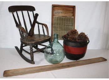 100 Year Old Childs Rocking Chair And Antique Decor