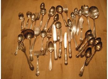 Mixed Lot Flatware And Serving Pieces Some Sterling
