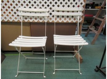 Vintage Metal And Wood Folding Chairs