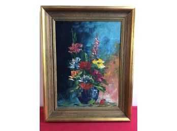 Vibrant Floral Signed Oil On Canvas