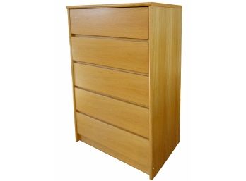 Wood Tone Five Drawer Dresser