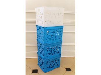 Four Stackable Plastic Crates