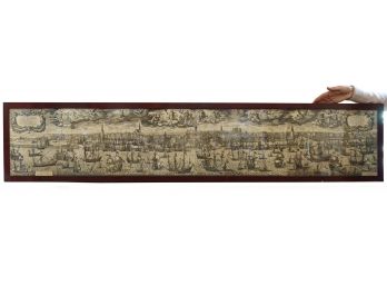 74 Inch!  Possibly Antique Dutch Panoramic Print Amsterdam Harbor Port