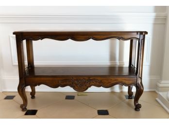 Vintage French Style Tiered Console Table With Scroll Footed Base