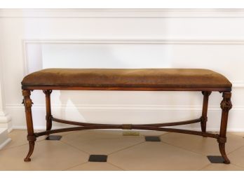 Faux Leather Decorative Bench With Metal Base