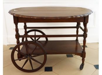 Vintage Imperial Grand Rapids Michigan Wooden Wheeled Tea-Butler Cart W Drawer