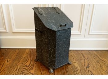 Antique Cast Iron & Hammered Footed Fire Place Scuttle W Insert