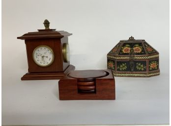 Wooden Clock Coasters & Trinket Box