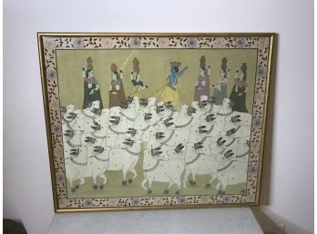 Large Indo Persian Silk Gouache