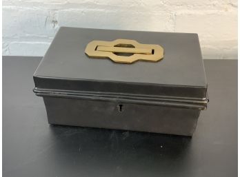 Restoration Hardware Small Black Metal And Gold Hardware Box